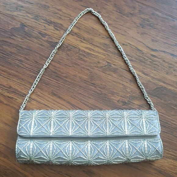 Elegant Silver Beaded Romantic Sequin Feminine Whimsical Sparkly Shoulder Bag - Picture 1 of 5